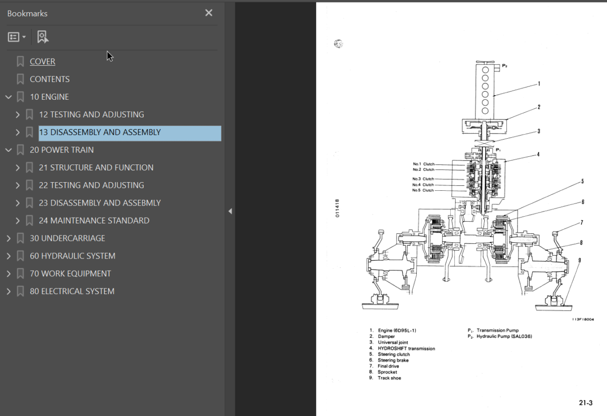 Komatsu D31E P PL PLL-18 D31P 18A D31S Q-18 D37E P-2 Shop Manual