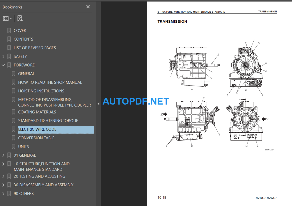 Komatsu HD465-7 HD605-7 7001 and up Shop Manual