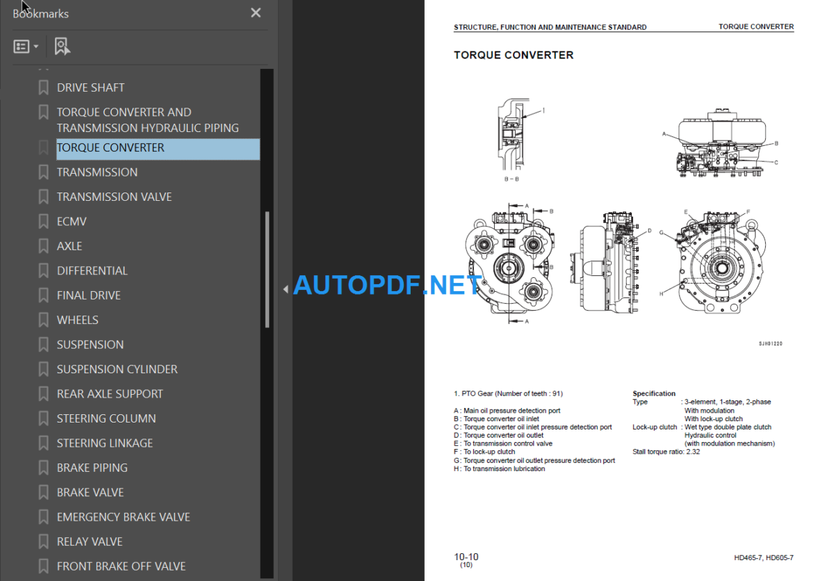 Komatsu HD465-7 HD605-7 7001 and up Shop Manual