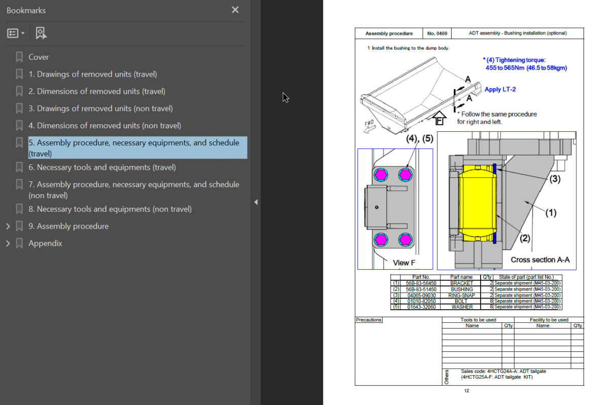 Komatsu HM400-5 Field Assembly Instruction