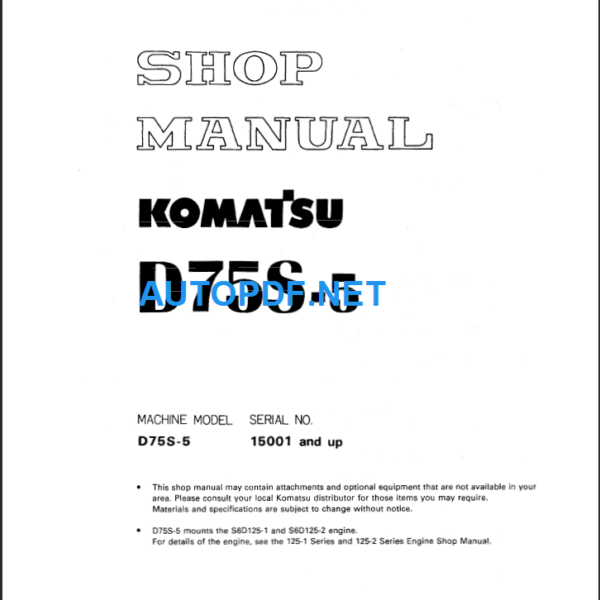 D75S-5 Shop Manual