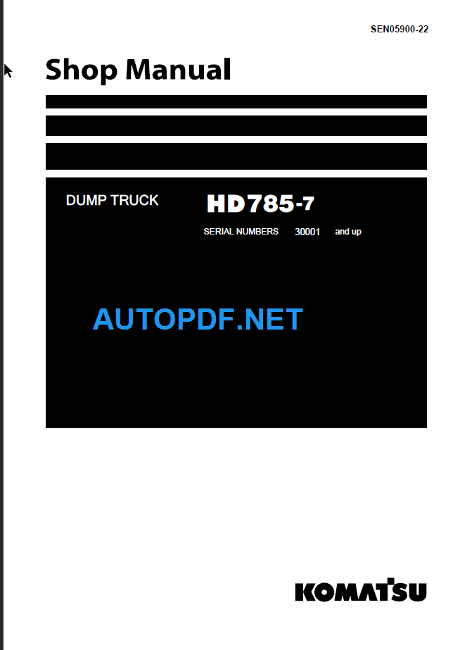 HD785-8 30001 and up Shop Manual