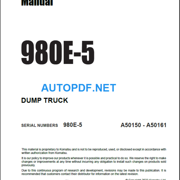 980E-5 A50150-A50161 Shop Manual