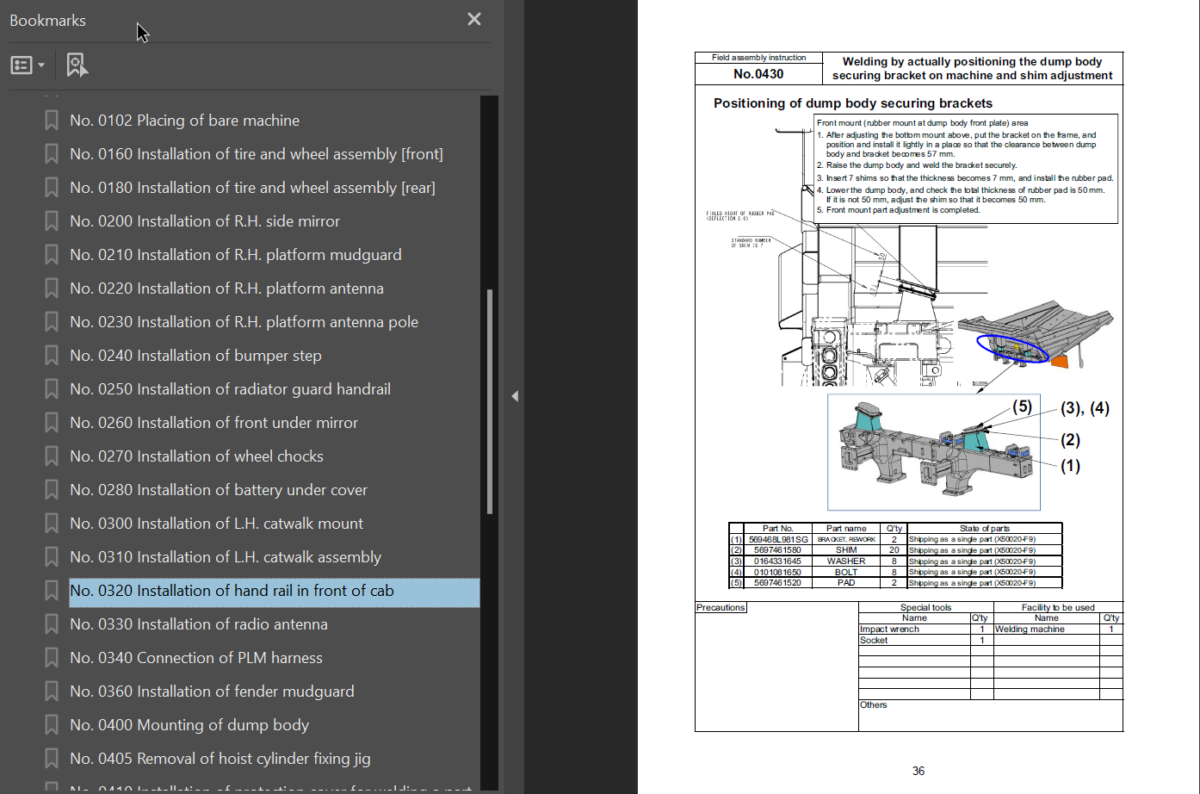 Komatsu HD465-8 HD605-8 Field Assembly Instruction (30001 and up)