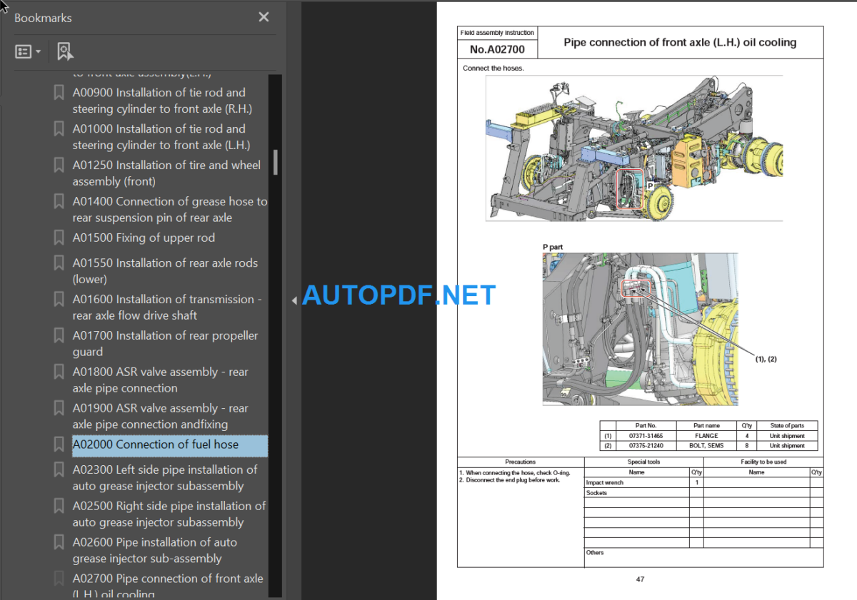 Komatsu HD1500-8E0 (SERIAL NUMBERS 85001 and up) Shop Manual