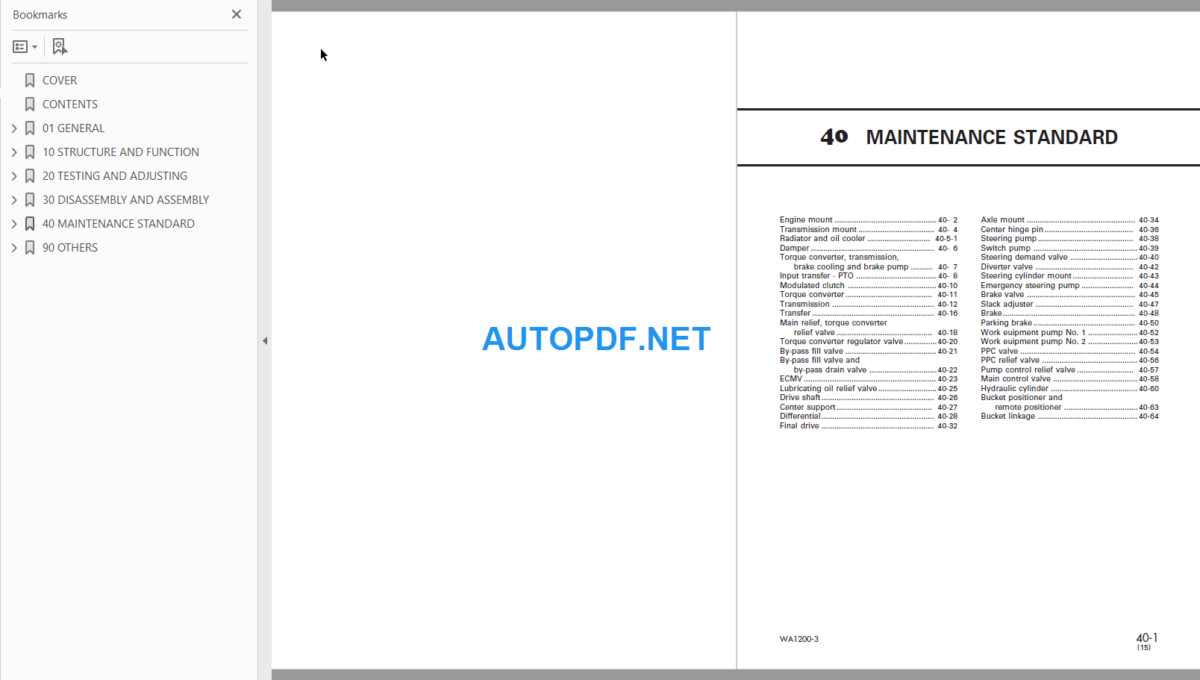 WA500-8 90001 AND UP Shop Manual