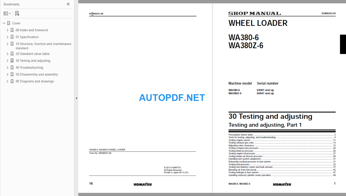 WA380-6 WA380Z-6 Shop Manual