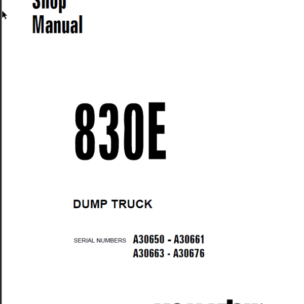 Komatsu 830E (A30650 - A30661 A30663 - A30676) Shop Manual