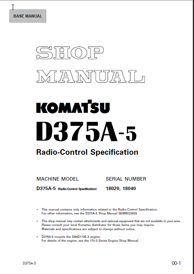 D375A-5 (18020 18040) Shop Manual