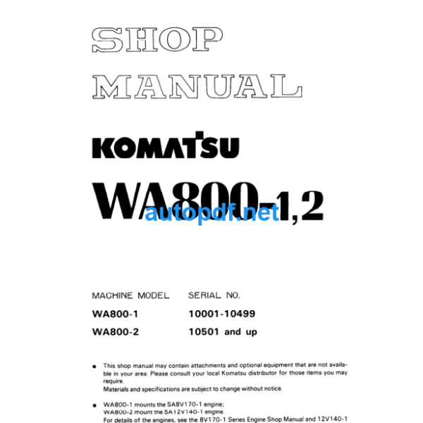 WA800-1 WA800-2 Shop Manual