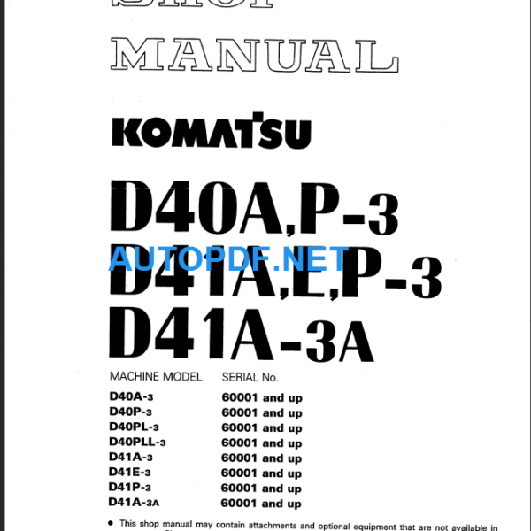D40A P-3 D41AE P-3 D41A-3A Shop Manual