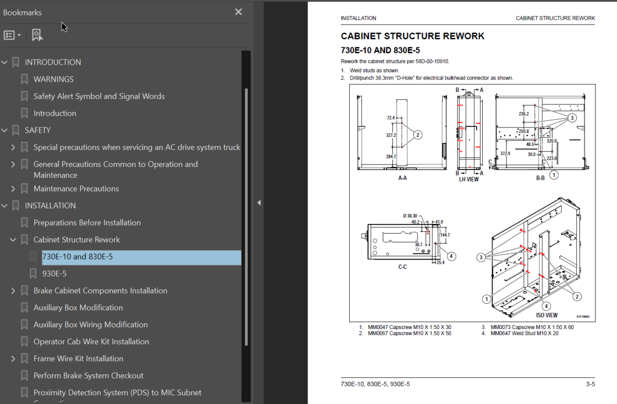 Komatsu 730E-10 830E-5 930E-5 Machine Intervention System Installation Guide Shop Manual