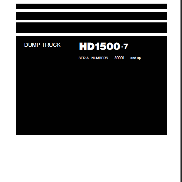Komatsu HD1500-7 Field Assembly Instruction