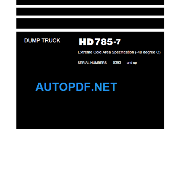 HD785-7 (-40DEGREE) Shop Manual