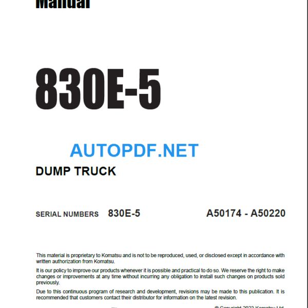 830E-5 SN A50174-A50220 Shop Manual