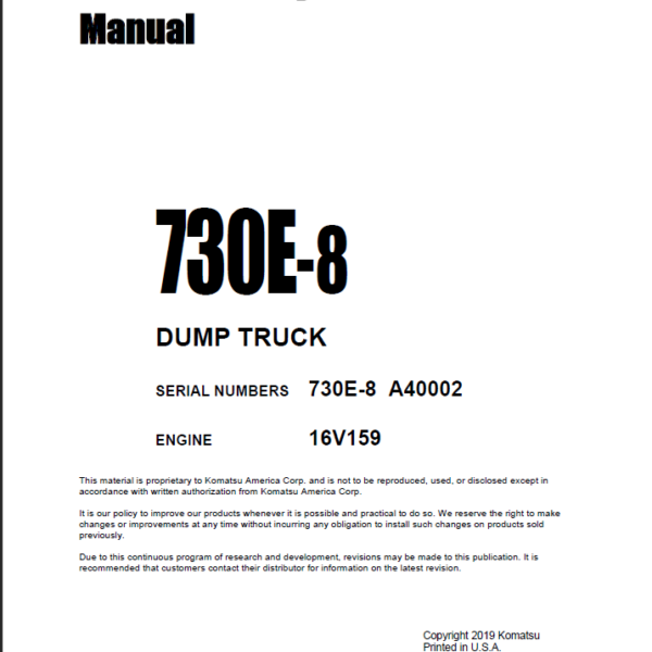 Komatsu 730E-8 Field Assembly Manual (A40002)