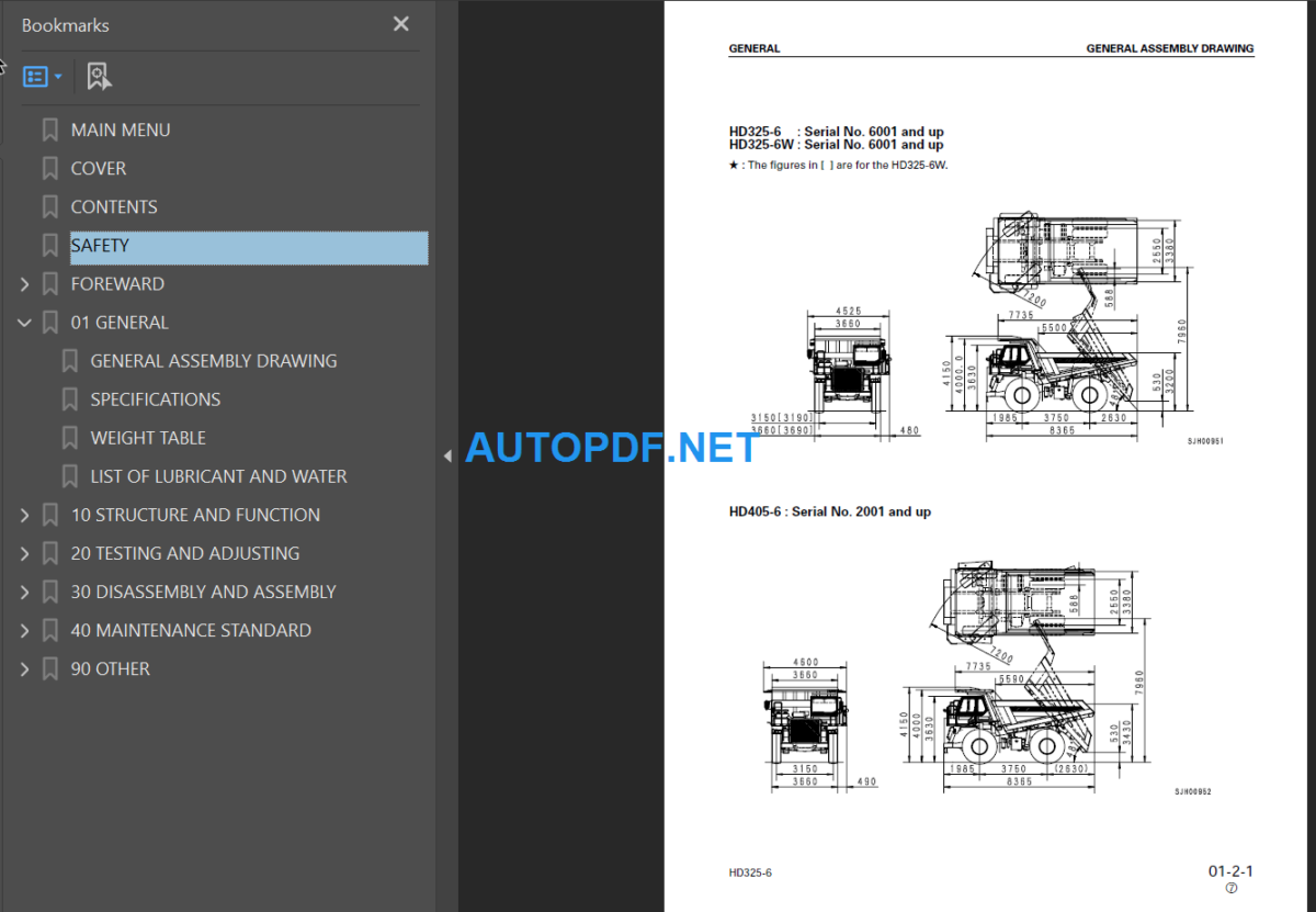 Komatsu HD326 7 HD405-6 Shop Manual