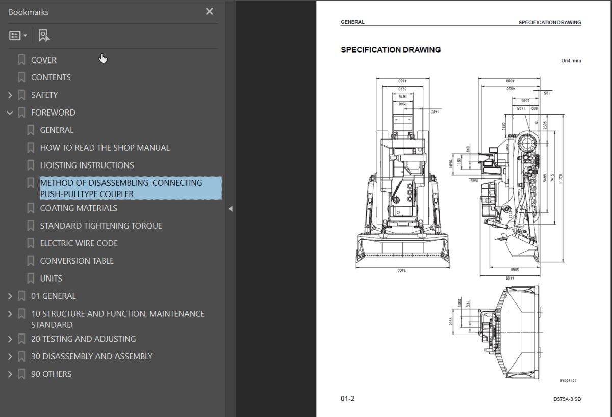 Komatsu D575A-3 SUPER DOZER Shop Manual