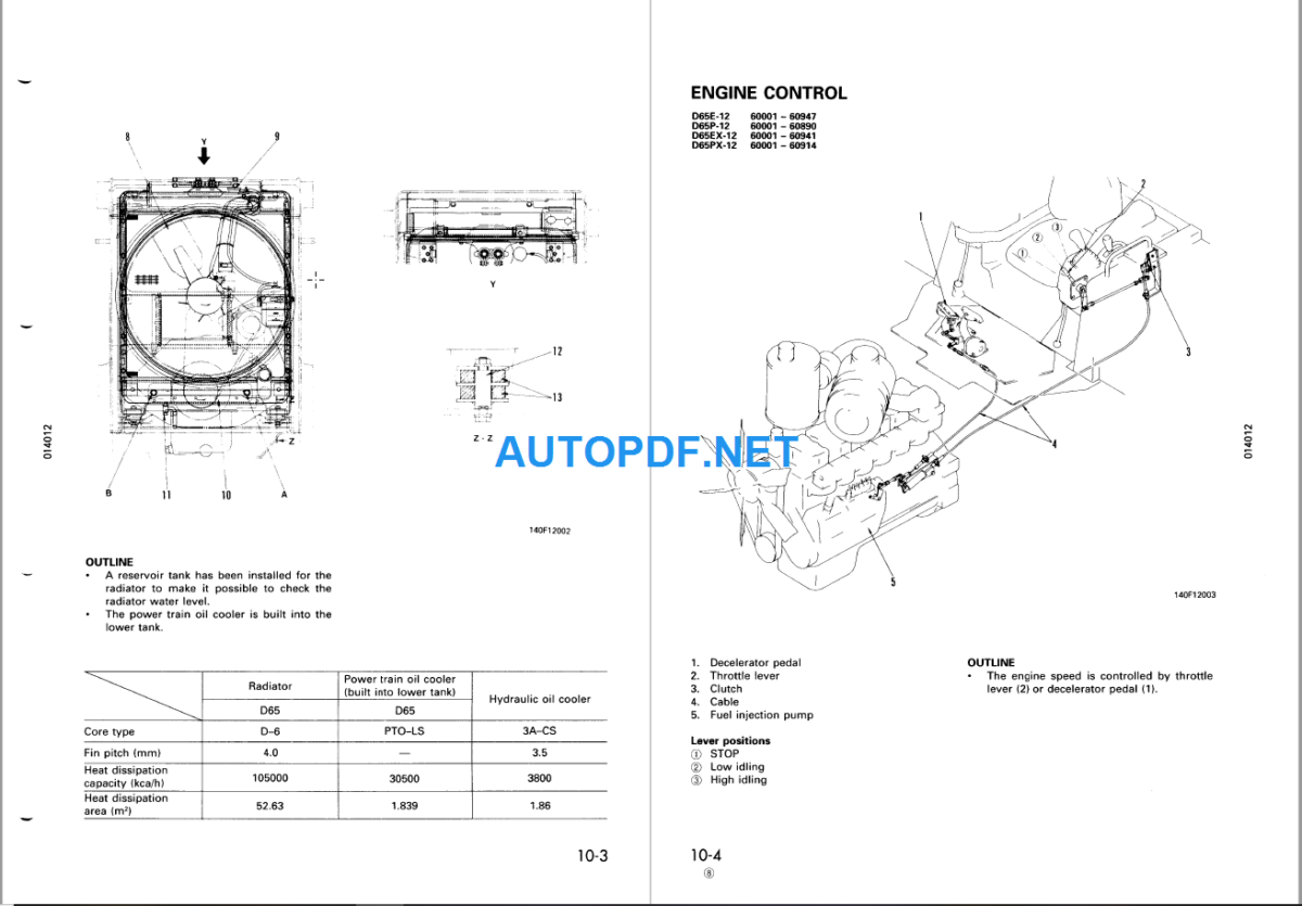 Komatsu Dozer D65EP-12 D65EXPX-12 Shop Manual