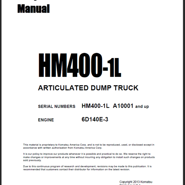 Komatsu HM400-1L Shop Manual