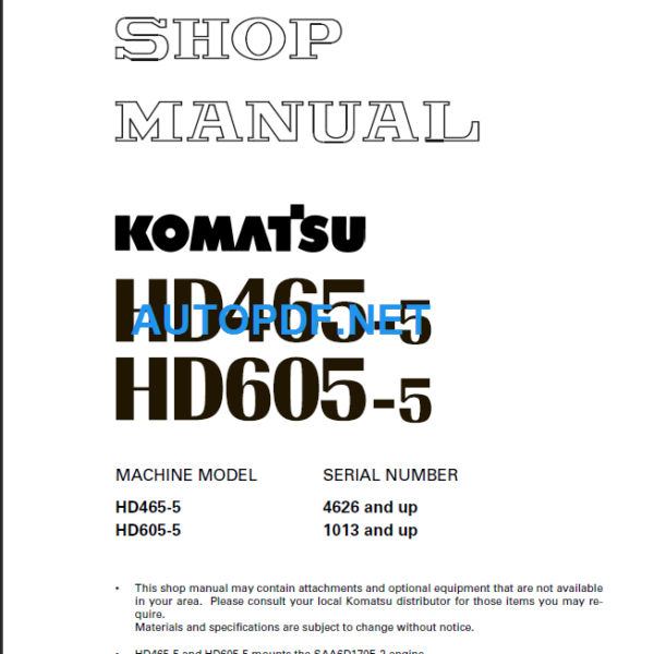 HD465-5 HD605-5 Shop Manual
