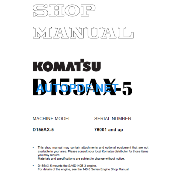 D155AX-5 (76001 and up) Shop Manual