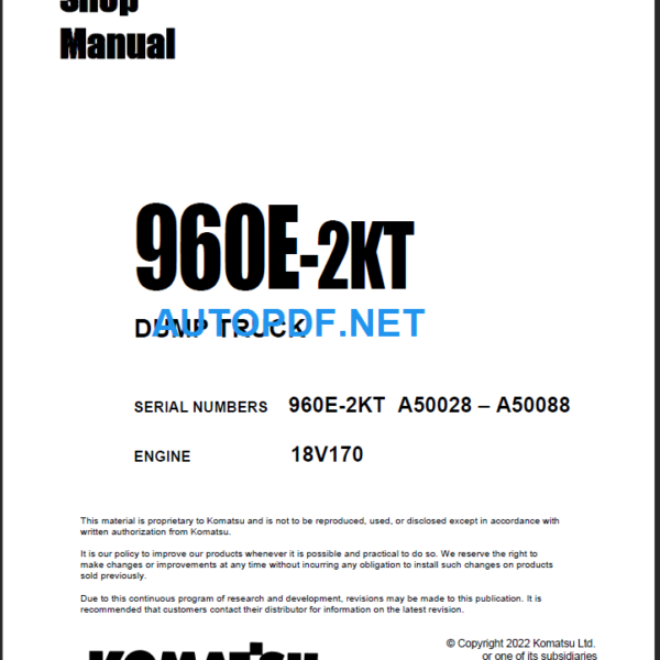 Komatsu 960E-2KT Shop Manual