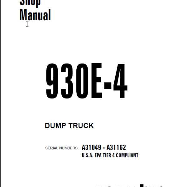 Komatsu 930E-4 (A31049 - A31162) Shop Manual