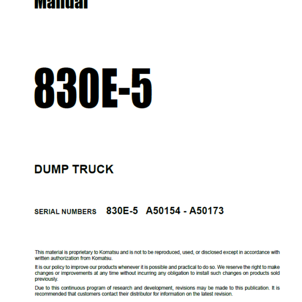 Komatsu 830E-5 Field Assembly Manual (A50154 - A50173)