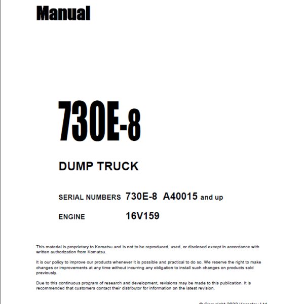 Komatsu 730E-8 Field Assembly Manual