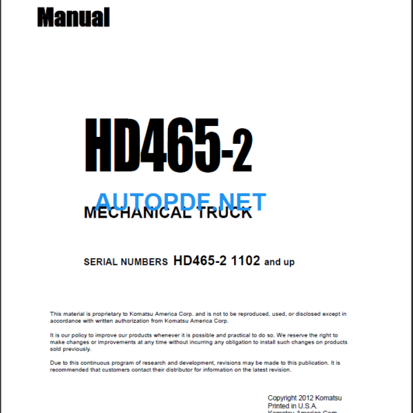 HD465-2 Shop Manual