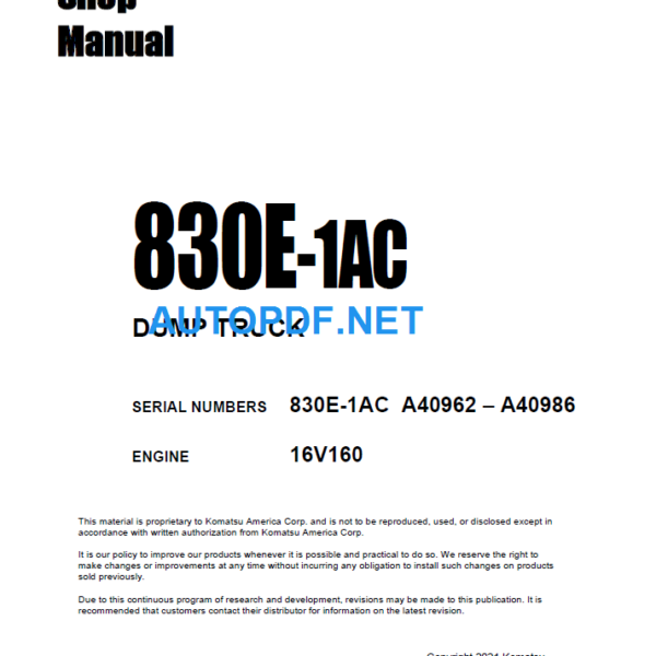 Komatsu 830E-1AC Shop Manual