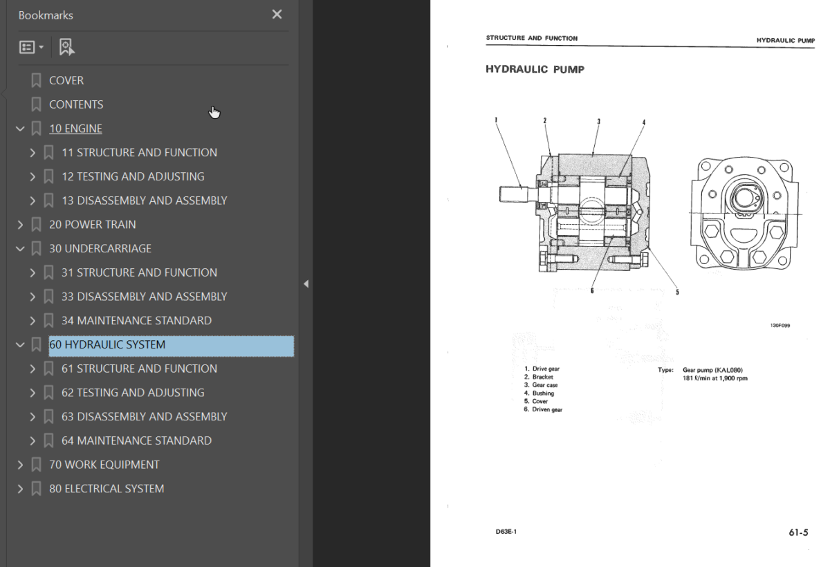 Komatsu D63E-1 Shop Manual