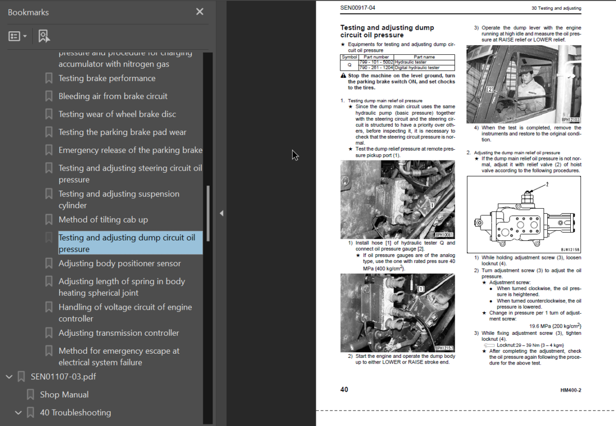 Komatsu HM400-2 (SERIAL NUMBERS 2001 and up) (SEN00239-10) Shop Manual