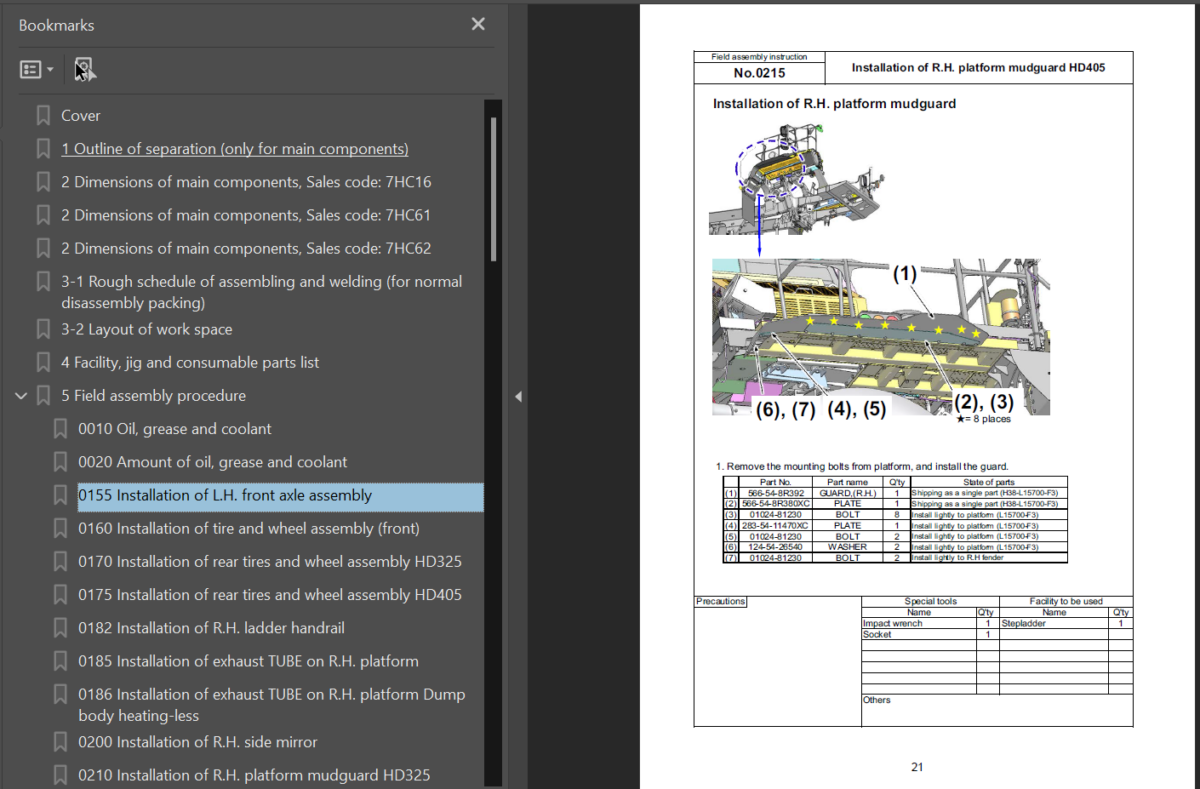 Komatsu HD325-8 (50001 and up) HD405-8 (50001 and up) Shop Manual