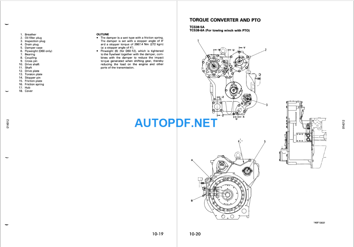 Komatsu Dozer D65EP-12 D65EXPX-12 Shop Manual