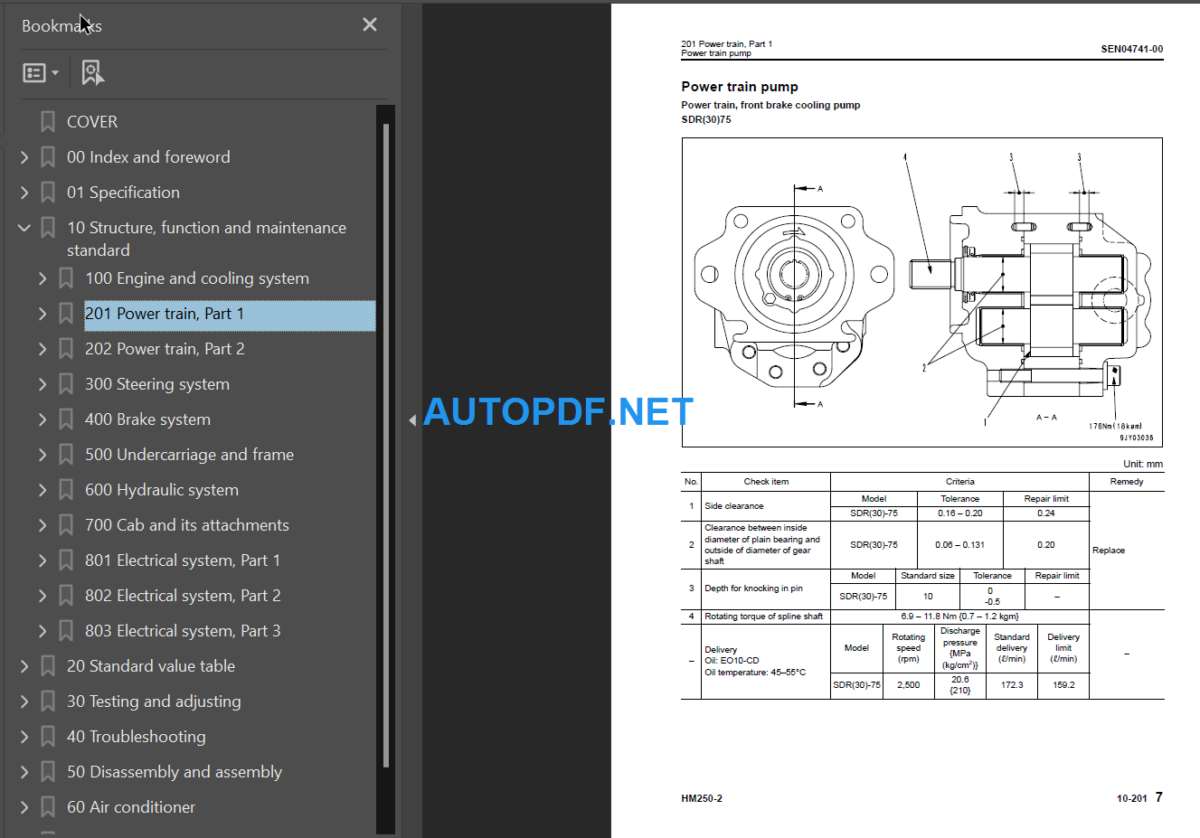 Komatsu HM250-2 (SERIAL NUMBERS 2001 and up) Shop Manual