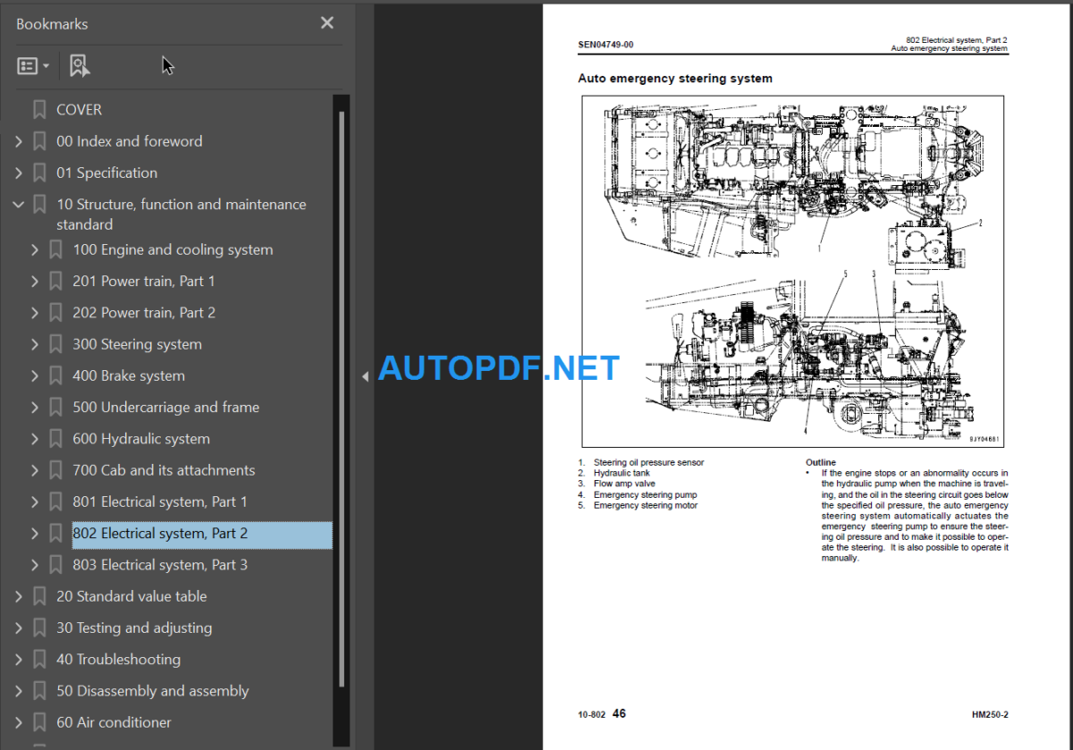 Komatsu HM250-2 (SERIAL NUMBERS 2001 and up) Shop Manual