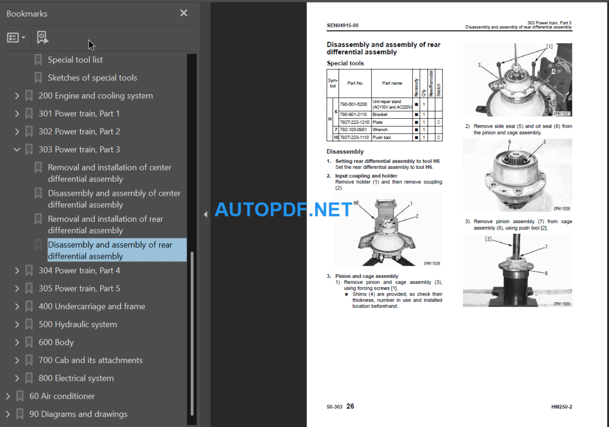 Komatsu HM250-2 (SERIAL NUMBERS 2001 and up) Shop Manual