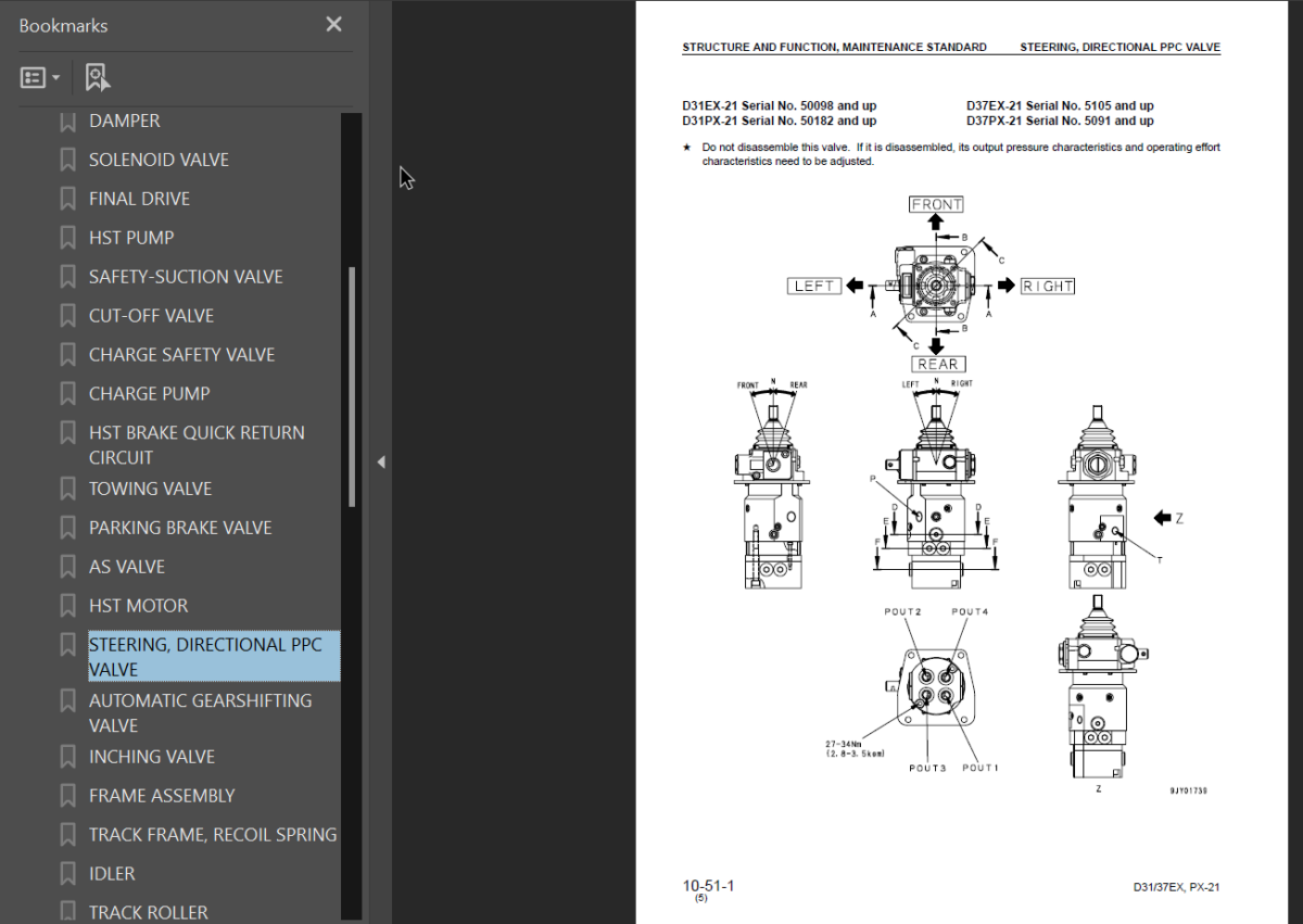 Komatsu D31EX PX-21 D37EX PX-21 Shop Manual