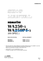 WA250-5 WA250PT-5 SEBM029702 Shop Manual