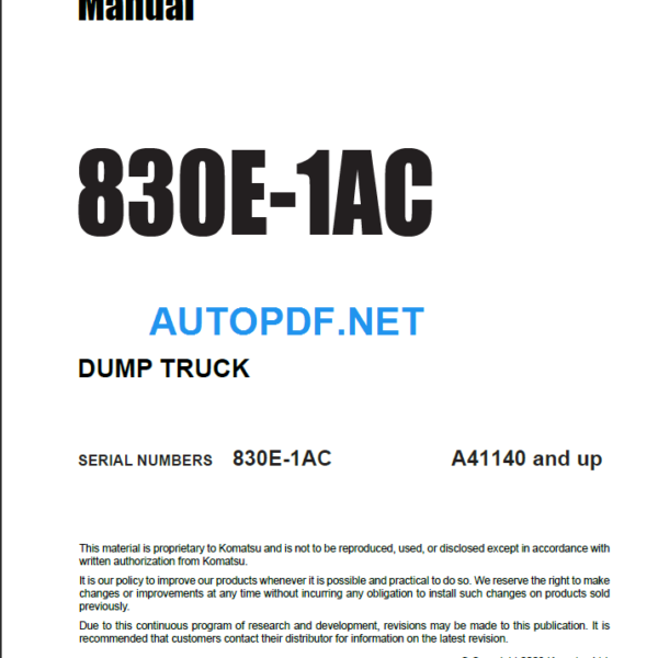 Komatsu 830E-1AC (A41140 and up) Shop Manual