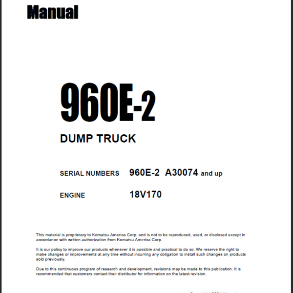 Komatsu 960E-2 Shop Manual