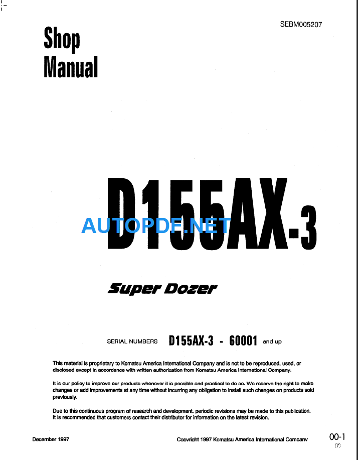 D155AX-3 Shop Manual