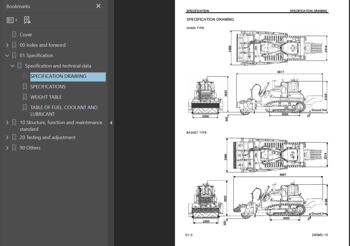 Komatsu D85MS-15 Demining Equipment Shop Manual