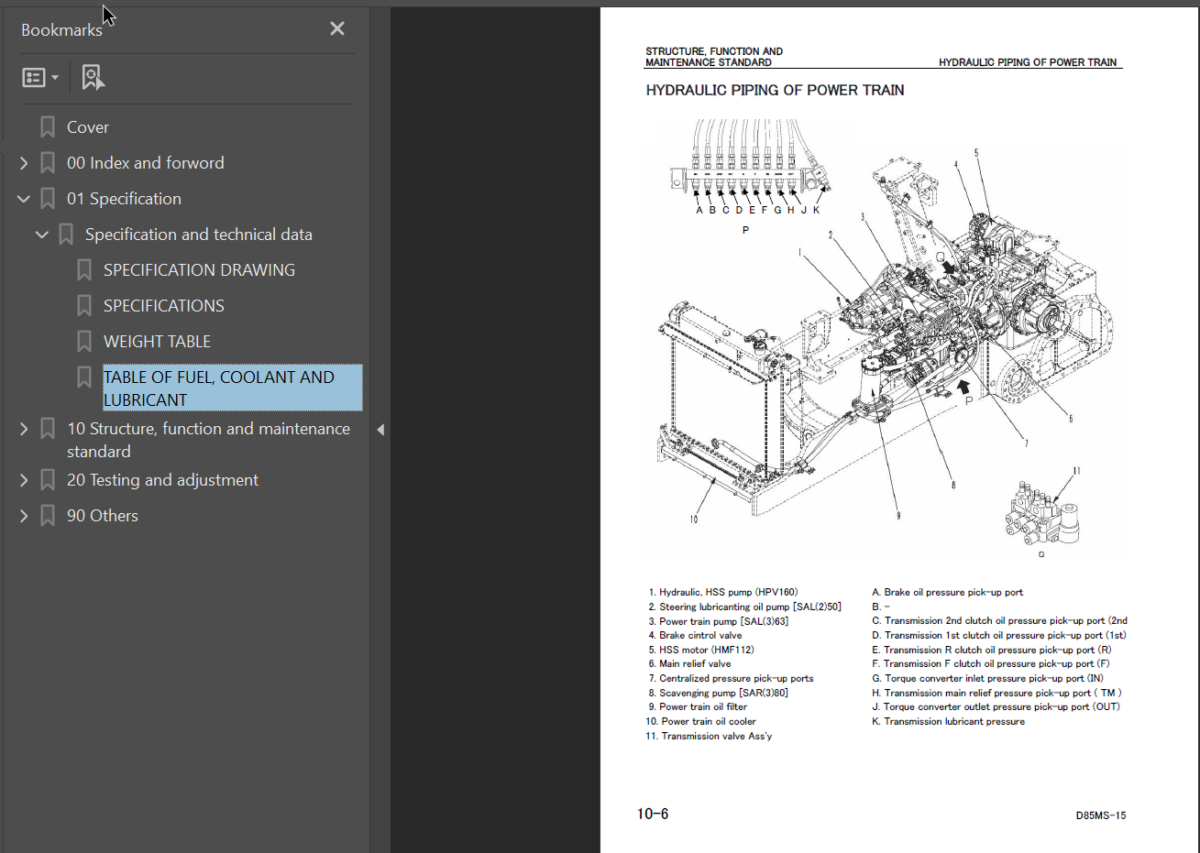 Komatsu D85MS-15 Demining Equipment Shop Manual