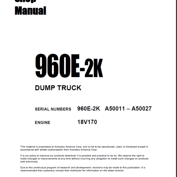 Komatsu 960E-2K Shop Manual