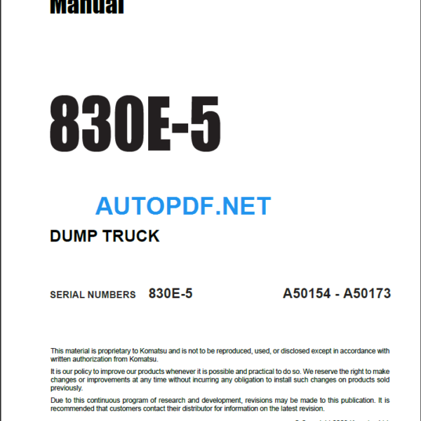 830E-5 (SN A50154-A50173) Shop Manual