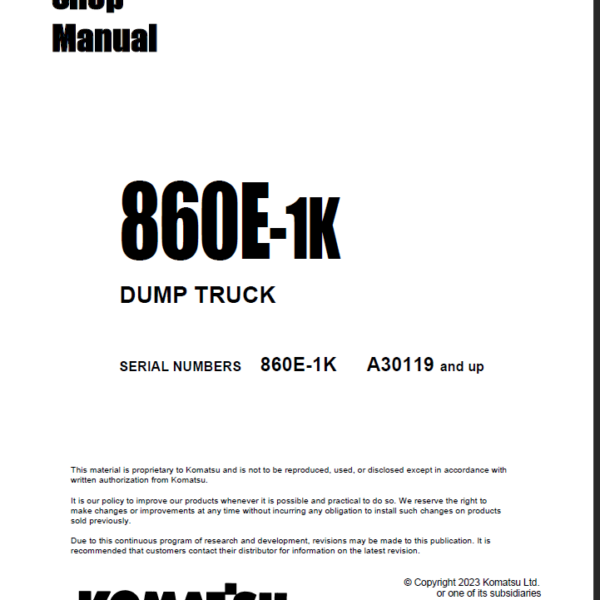 Komatsu 860E-1K Shop Manual