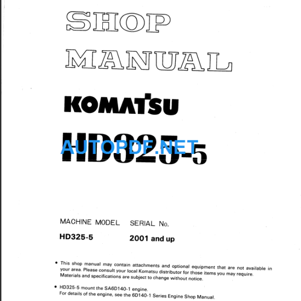 HD325-5 Shop Manual